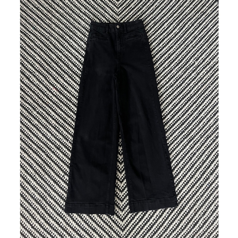 Denim Pimkie Black High Waisted Wide Leg Jeans women Size 36 / US 4 neutral chic